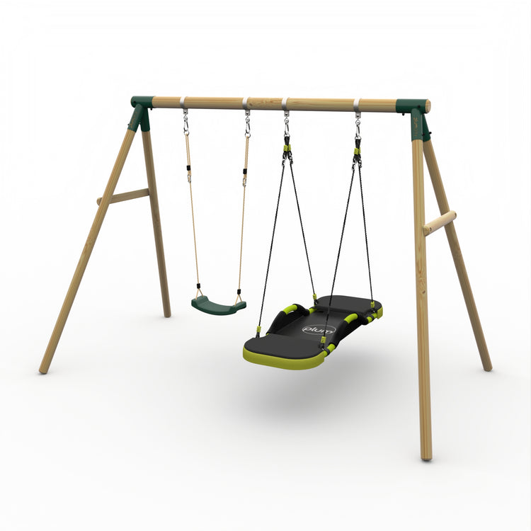 Plum® Marmoset™ Wooden Swing Set - Single Swing & Glide Nest Swing