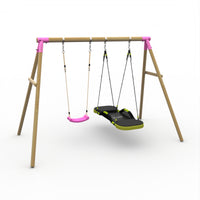 Plum® Marmoset™ Wooden Swing Set - Single Swing & Glide Nest Swing product image