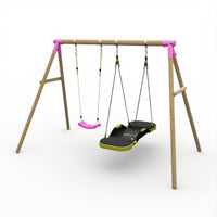 Plum® Marmoset™ Wooden Swing Set - Single Swing & Glide Nest Swing product image
