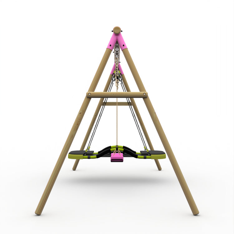 Plum® Marmoset™ Wooden Swing Set - Single Swing & Glide Nest Swing