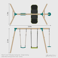 Plum® Loris™ Wooden Swing Set - Single Swing, Glide Nest Swing & Disc Seat product image