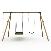 Plum® Loris™ Wooden Swing Set - Single Swing, Glide Nest Swing & Disc Seat product image