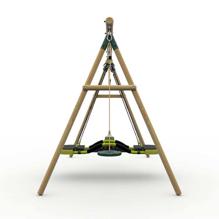 Plum® Loris™ Wooden Swing Set - Single Swing, Glide Nest Swing & Disc Seat