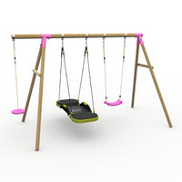 Plum® Loris™ Wooden Swing Set - Single Swing, Glide Nest Swing & Disc Seat product image