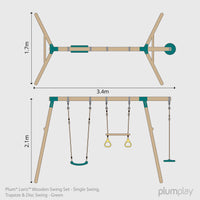 Plum® Loris™ Wooden Swing Set - Single Swing, Trapeze & Disc Seat product image