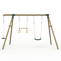 Plum® Loris™ Wooden Swing Set - Single Swing, Trapeze & Disc Seat product image