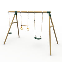 Plum® Loris™ Wooden Swing Set - Single Swing, Trapeze & Disc Seat product image