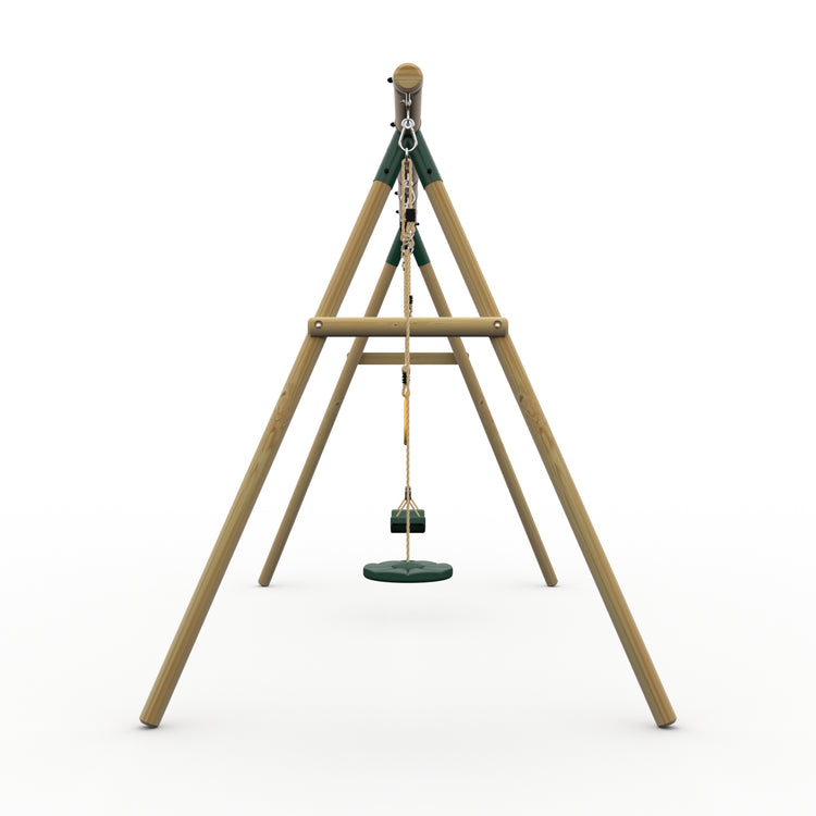 Plum® Loris™ Wooden Swing Set - Single Swing, Trapeze & Disc Seat