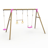 Plum® Loris™ Wooden Swing Set - Single Swing, Trapeze & Disc Seat product image