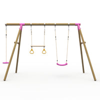 Plum® Loris™ Wooden Swing Set - Single Swing, Trapeze & Disc Seat product image