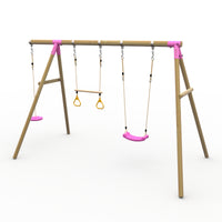 Plum® Loris™ Wooden Swing Set - Single Swing, Trapeze & Disc Seat product image