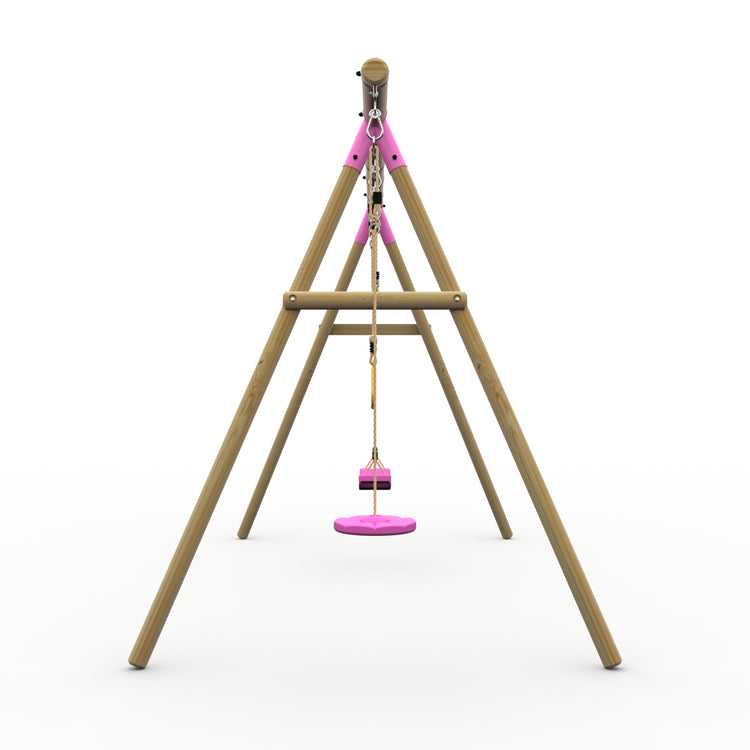 Plum® Loris™ Wooden Swing Set - Single Swing, Trapeze & Disc Seat