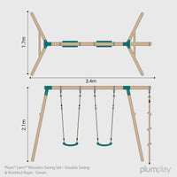 Plum® Loris™ Wooden Swing Set - Double Swing & Knotted Rope product image