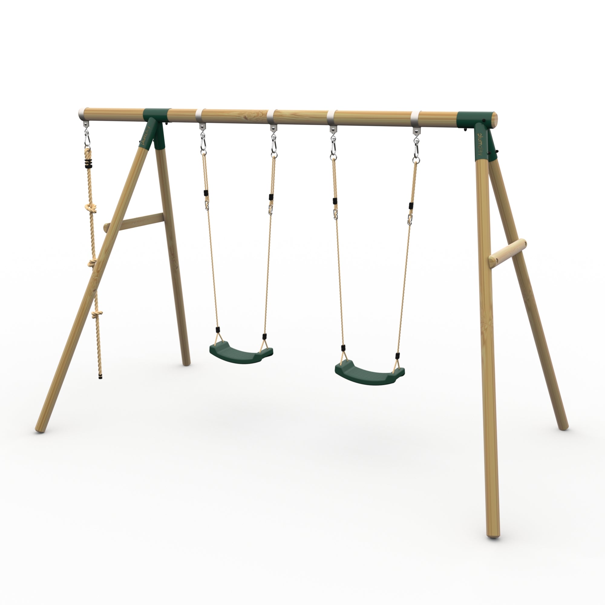 Shop Plum® Loris™ Wooden Swing Set - Double Swing & Knotted Rope