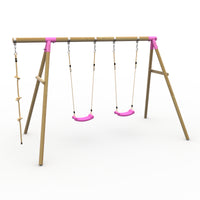 Plum® Loris™ Wooden Swing Set - Double Swing & Knotted Rope product image