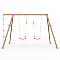 Plum® Loris™ Wooden Swing Set - Double Swing & Knotted Rope product image