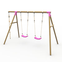 Plum® Loris™ Wooden Swing Set - Double Swing & Knotted Rope product image