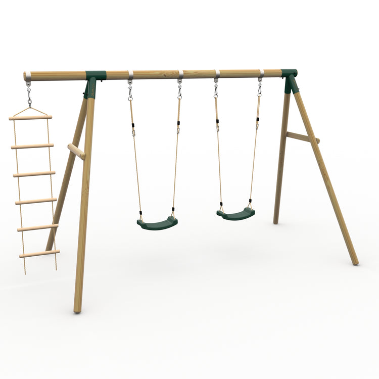 Plum® Loris™ Wooden Swing Set - Double Swing & Ladder