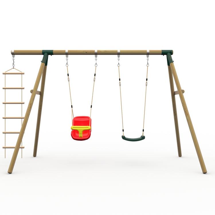 Plum® Loris™ Wooden Swing Set - Single Swing, Baby Seat & Ladder