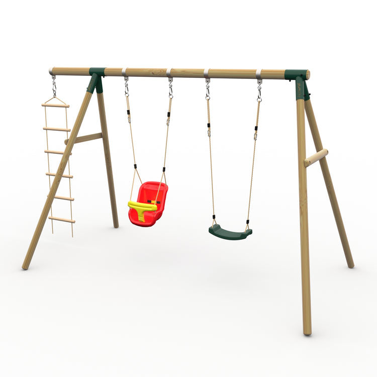 Plum® Loris™ Wooden Swing Set - Single Swing, Baby Seat & Ladder