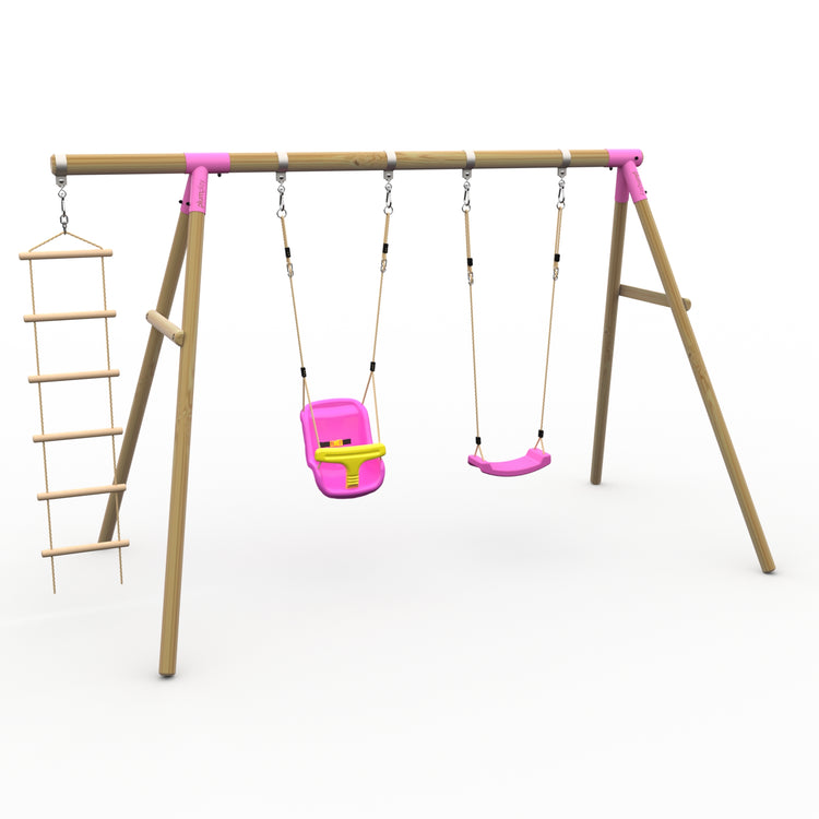 Plum® Loris™ Wooden Swing Set - Single Swing, Baby Seat & Ladder