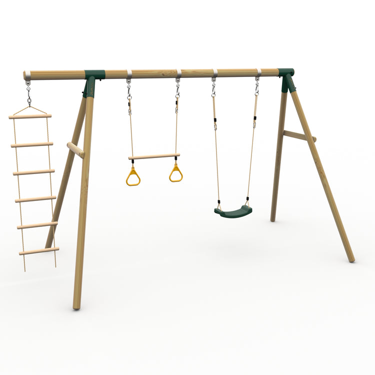 Plum® Loris™ Wooden Swing Set - Single Swing, Trapeze & Ladder