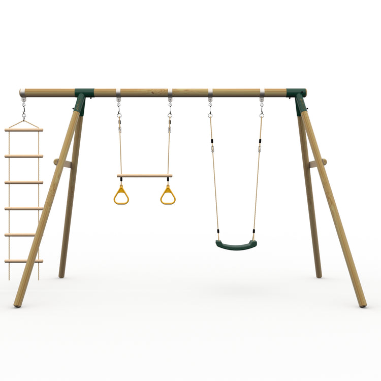 Plum® Loris™ Wooden Swing Set - Single Swing, Trapeze & Ladder