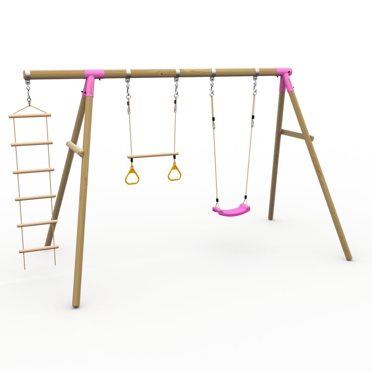 Plum® Loris™ Wooden Swing Set - Single Swing, Trapeze & Ladder