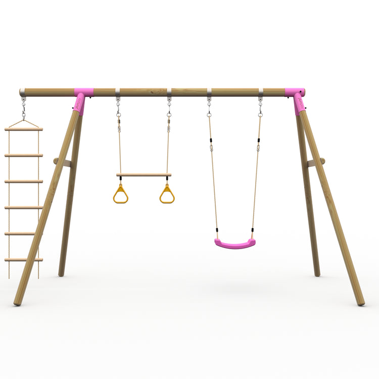 Plum® Loris™ Wooden Swing Set - Single Swing, Trapeze & Ladder