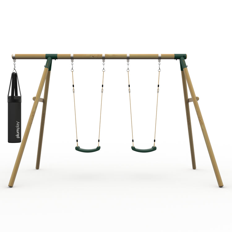 Plum® Loris™ Wooden Swing Set - Double Swing & Punch Bag