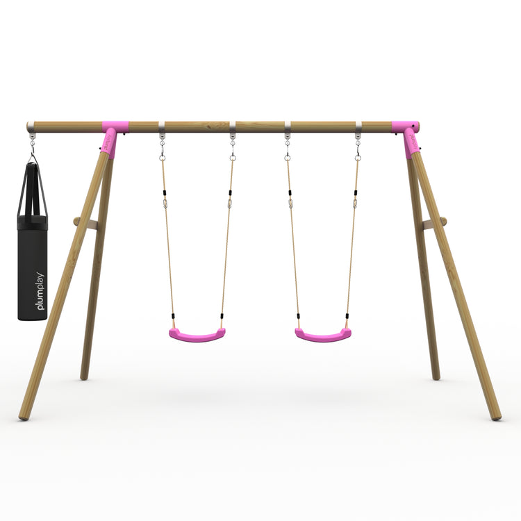 Plum® Loris™ Wooden Swing Set - Double Swing & Punch Bag