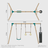 Plum® Loris™ Wooden Swing Set - Single Swing, Trapeze & Punch Bag product image