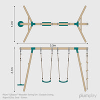 Plum® Gibbon™ Wooden Swing Set - Double Swing, Disc Seat & Rope product image