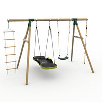 Plum® Gibbon™ Wooden Swing Set - Single Swing, Glide Nest Swing, Rope & Ladder product image