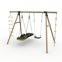 Plum® Gibbon™ Wooden Swing Set - Single Swing, Glide Nest Swing, Rope & Ladder product image