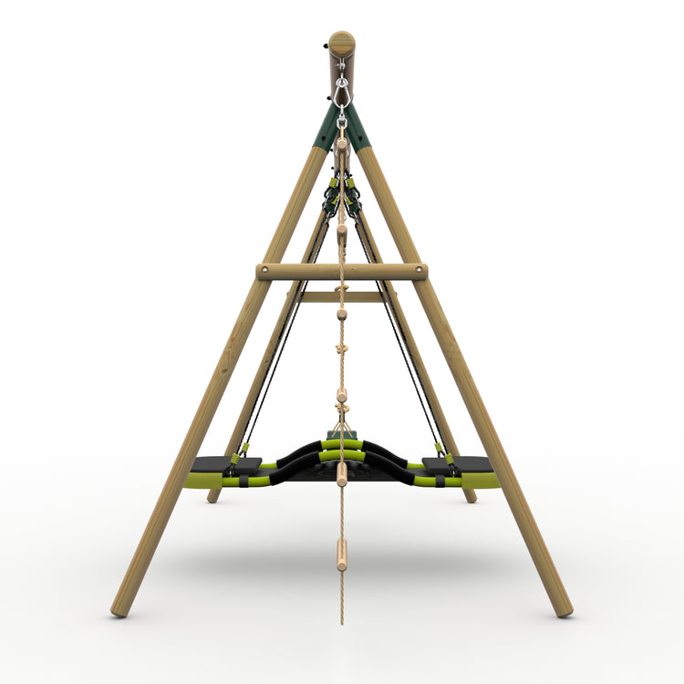 Plum® Gibbon™ Wooden Swing Set - Single Swing, Glide Nest Swing, Rope & Ladder