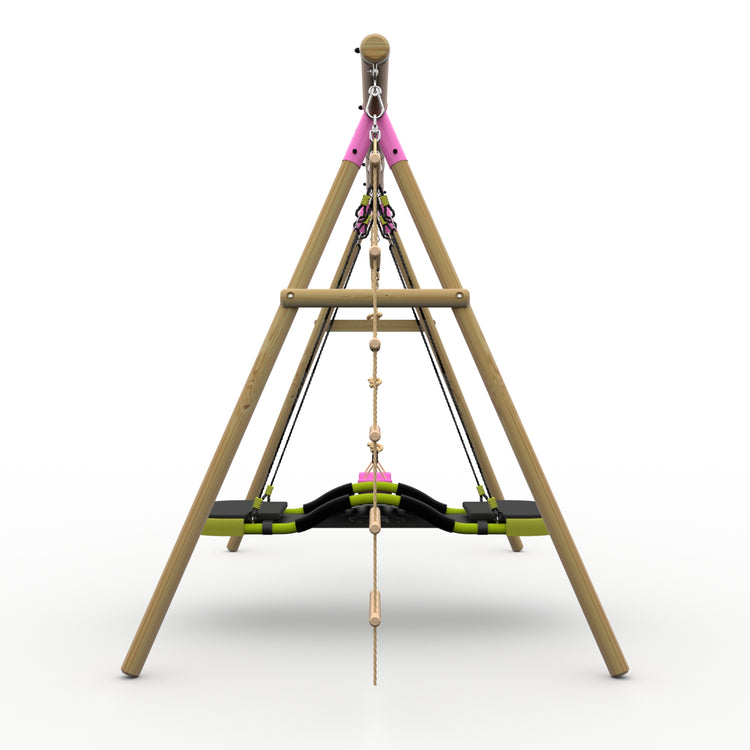 Plum® Gibbon™ Wooden Swing Set - Single Swing, Glide Nest Swing, Rope & Ladder