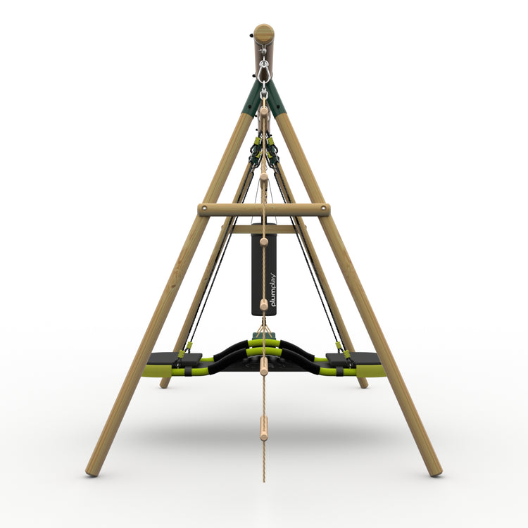 Plum® Gibbon™ Wooden Swing Set - Single Swing, Glide Nest Swing, Punch Bag & Ladder