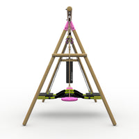 Plum® Gibbon™ Wooden Swing Set - Single Swing, Glide Nest Swing, Disc Seat & Punch Bag product image