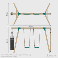 Plum® Gibbon™ Wooden Swing Set - Double Swing, Rope & Punch Bag product image