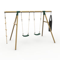 Plum® Gibbon™ Wooden Swing Set - Double Swing, Rope & Punch Bag product image