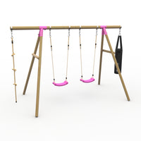 Plum® Gibbon™ Wooden Swing Set - Double Swing, Rope & Punch Bag product image