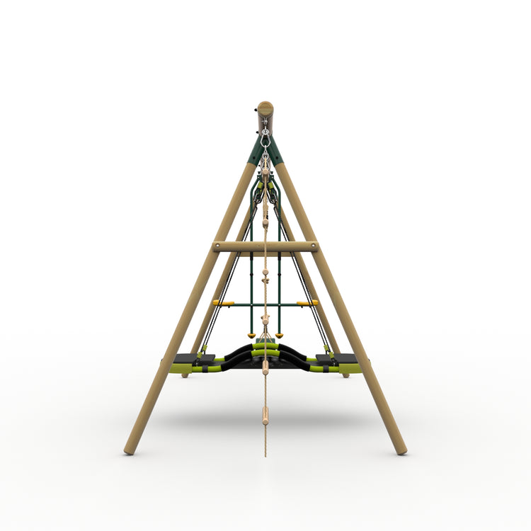 Plum® Meerkat Wooden Swing Set - Glide Nest Swing, Rope, Glider, Deck & Slide