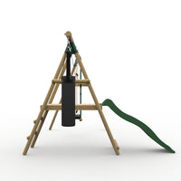 Plum® Meerkat Wooden Swing Set - Single Swing, Punch Bag, Glider, Deck & Slide product image