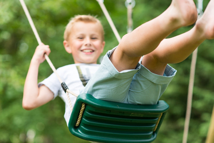 Plum® Meerkat Wooden Swing Set - Single Swing, Punch Bag, Glider, Deck & Slide