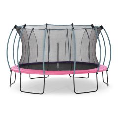 14ft Pink and Grey Springsafe Trampoline and Enclosure