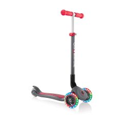 Globber Primo Foldable 3 Wheeled Scooter with Lights  - Black / Red