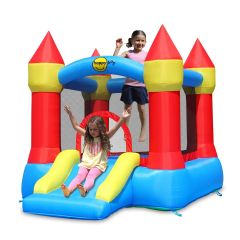 Happy Hop Castle Inflatable Bouncer with Slide and Hoop