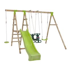 Muriqui Wooden Swing Set With Slide (Swing Sets)