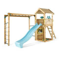 Lookout Tower Wooden Climbing Frame with Monkey Bars (Colour Pop)
